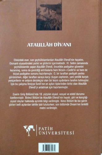 Ataullah Divanı : İnceleme-Tenkitli Metin Yusuf Çetindağ Fatih Ünivers