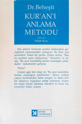 Kur'an'ı Anlama Metodu Dr. Beheşti Kıyam Yayıncılık