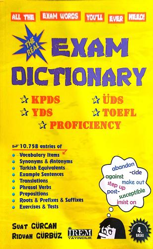 The Real Exam Dictionary KPDS YDS ÜDS TOEFL Suat Gürcan İrem Yayıncılı